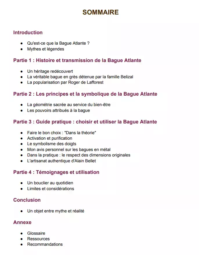 sommaire bagua atlante